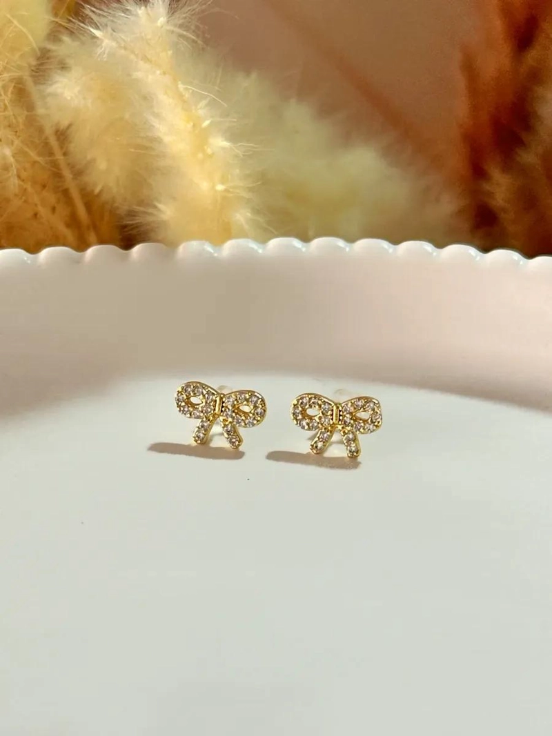AROS MINI LAZO BRILLANTES PARA NIÑAS Y MUJERES ELEGANTES - 2