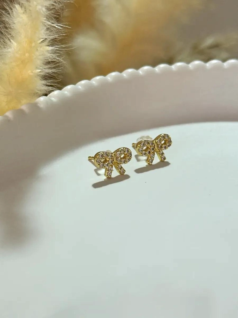 AROS MINI LAZO BRILLANTES PARA NIÑAS Y MUJERES ELEGANTES - 3