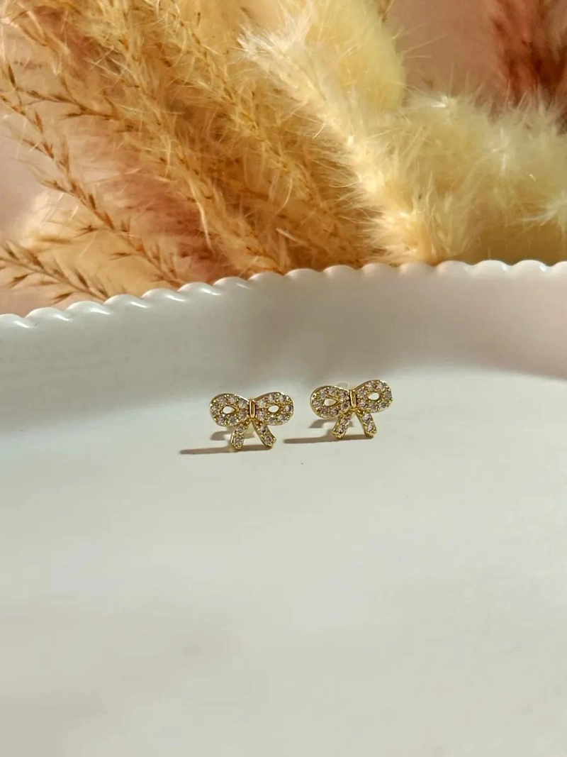 AROS MINI LAZO BRILLANTES PARA NIÑAS Y MUJERES ELEGANTES - 5