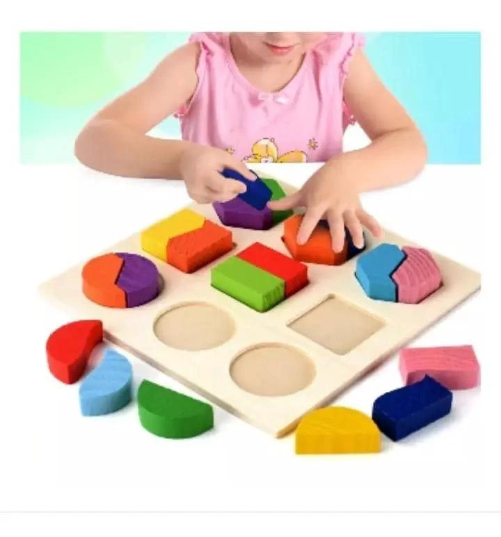ROMPECABEZAS DE MADERA CON FORMAS GEOME TRICAS PARA NIÑOS - 3