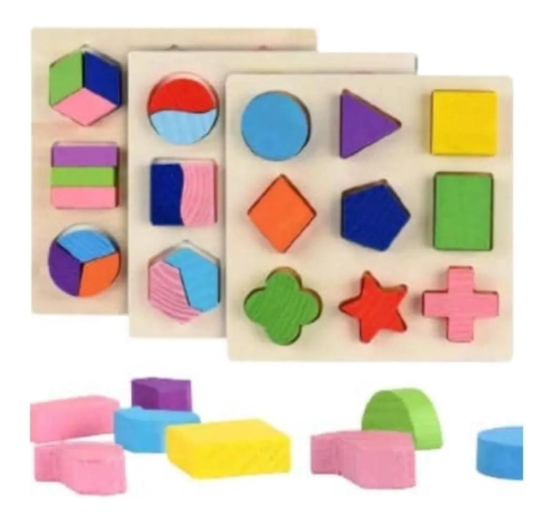 ROMPECABEZAS DE MADERA CON FORMAS GEOME TRICAS PARA NIÑOS - 6
