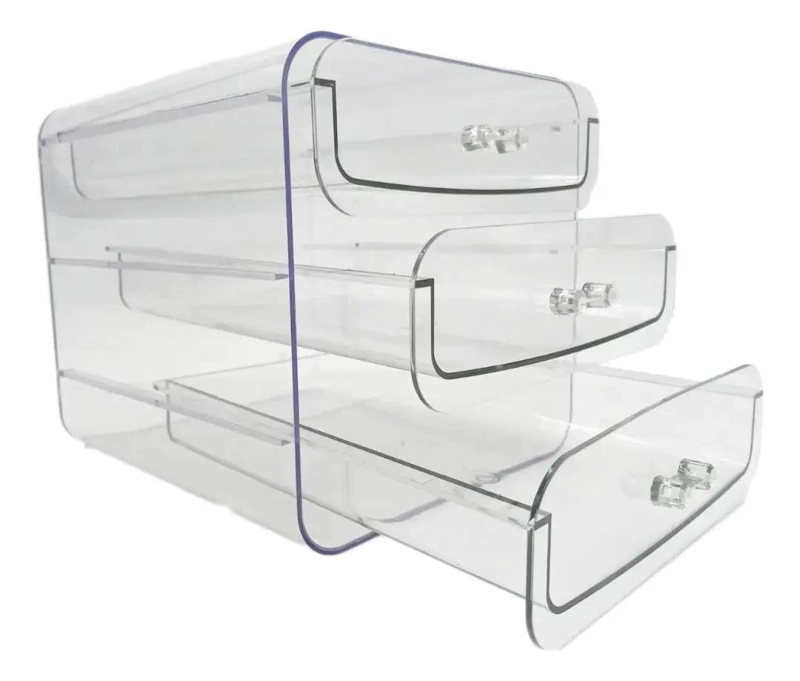 ORGANIZADOR DE MAQUILLAJE ACRILICO DE TRES NIVELES - 1