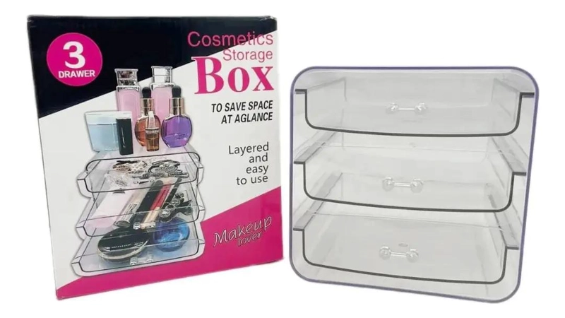 ORGANIZADOR DE MAQUILLAJE ACRILICO DE TRES NIVELES - 3