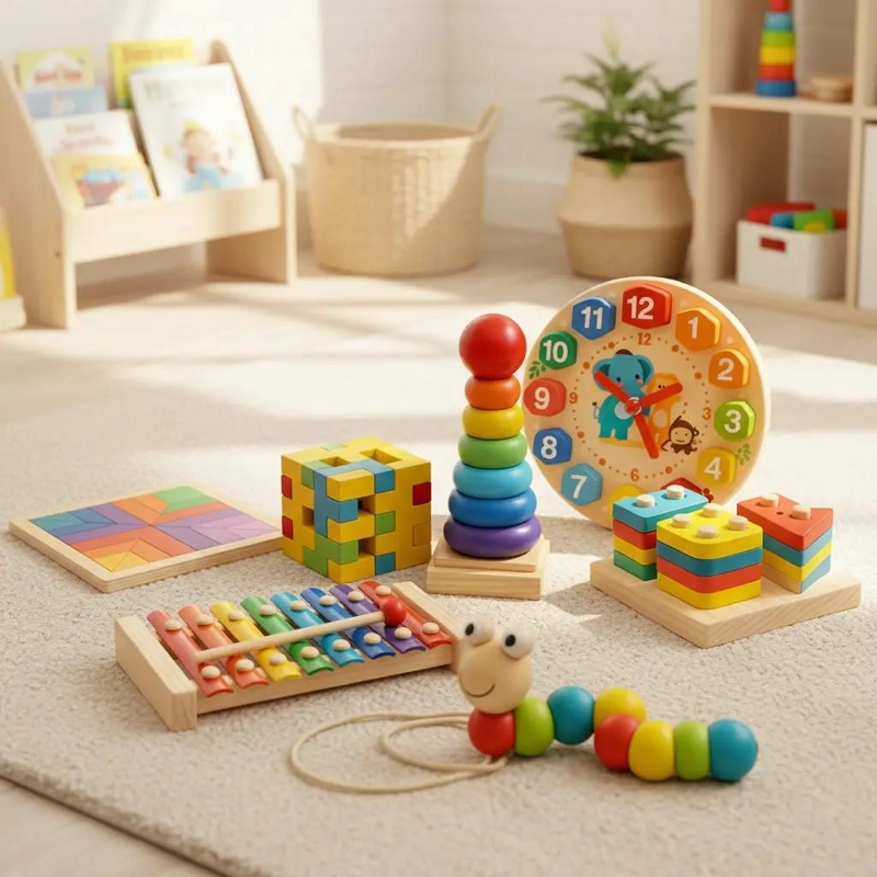 JUEGO DIDACTICO DE MADERA PARA DESARROLLO INFANTIL - 1