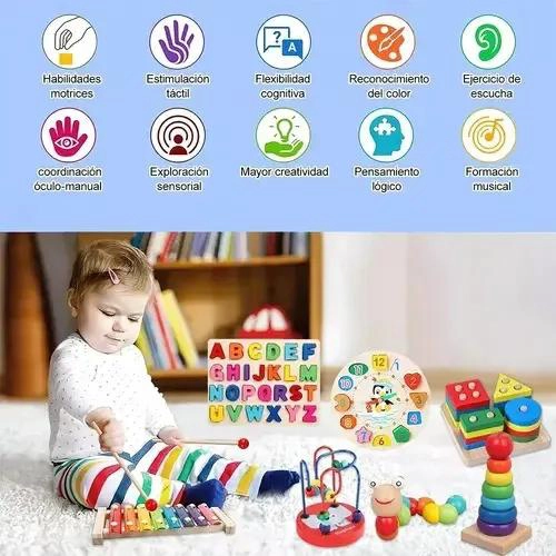 PACK DE 11 JUGUETES DIDACTICOS DE MADERA PARA NIÑOS - 2