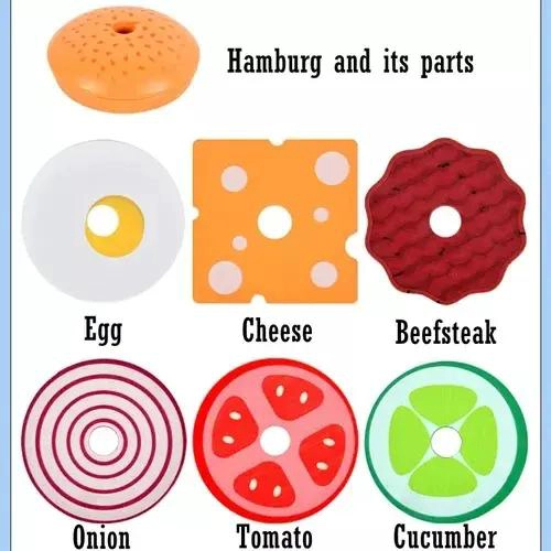 JUGUETE DE MADERA PARA APILAMIENTO DE HAMBURGUESAS Y SANDWICHES - 2