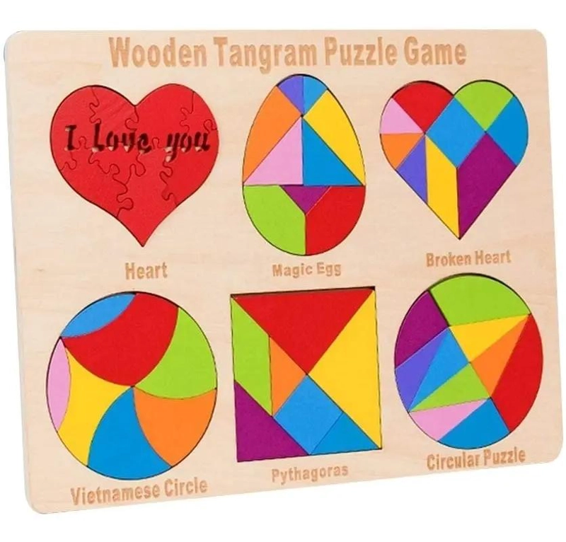 ROMPECABEZAS DE MADERA TANGRAM COLORIDO PARA NIÑOS - 1