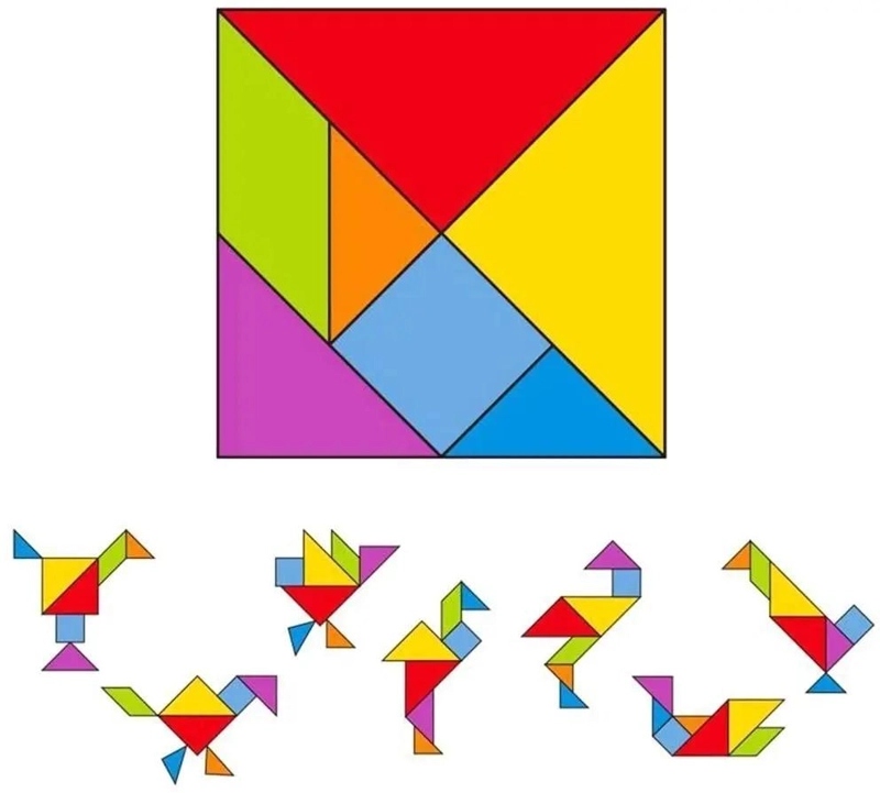 ROMPECABEZAS DE MADERA TANGRAM COLORIDO PARA NIÑOS - 6