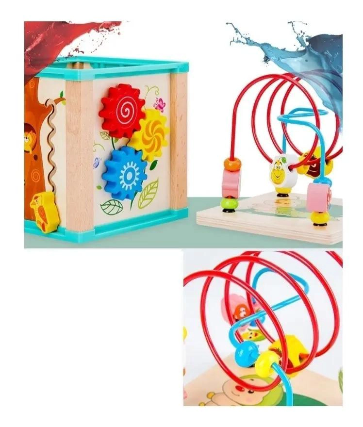 CUBO DIDACTICO DE MADERA CON LABERINTO Y ACTIVIDADES EDUCATIVAS - 10