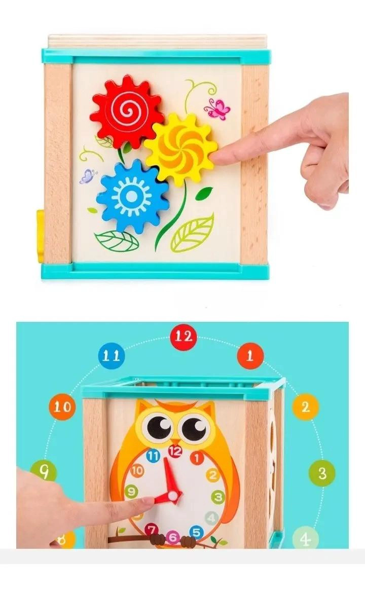 CUBO DIDACTICO DE MADERA CON LABERINTO Y ACTIVIDADES EDUCATIVAS - 6