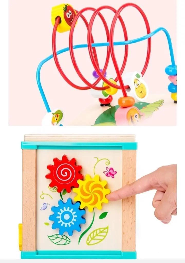 CUBO DIDACTICO DE MADERA CON LABERINTO Y ACTIVIDADES EDUCATIVAS - 8