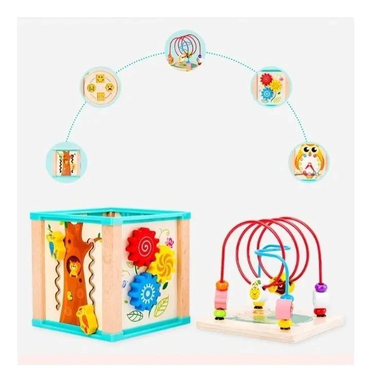 CUBO DIDACTICO DE MADERA CON LABERINTO Y ACTIVIDADES EDUCATIVAS - 9