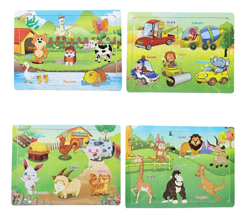 ROMPECABEZAS DE MADERA MONTESSORI CON ANIMALES DIVERSOS - 1