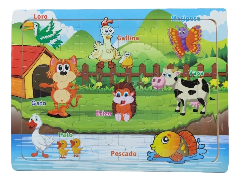 ROMPECABEZAS DE MADERA MONTESSORI CON ANIMALES DIVERSOS - 2