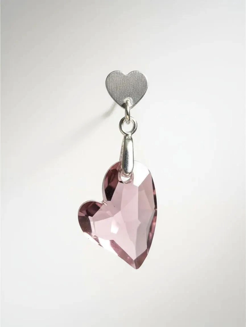 AROS DE PLATA 925 CON CRISTAL AUSTRIACO EN FORMA DE CORAZON - 4