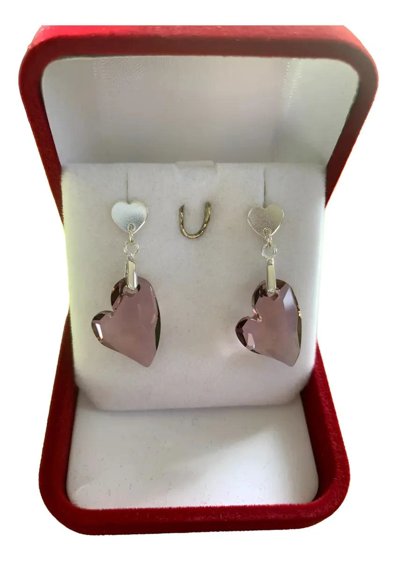 AROS DE PLATA 925 CON CRISTAL AUSTRIACO EN FORMA DE CORAZON - 5