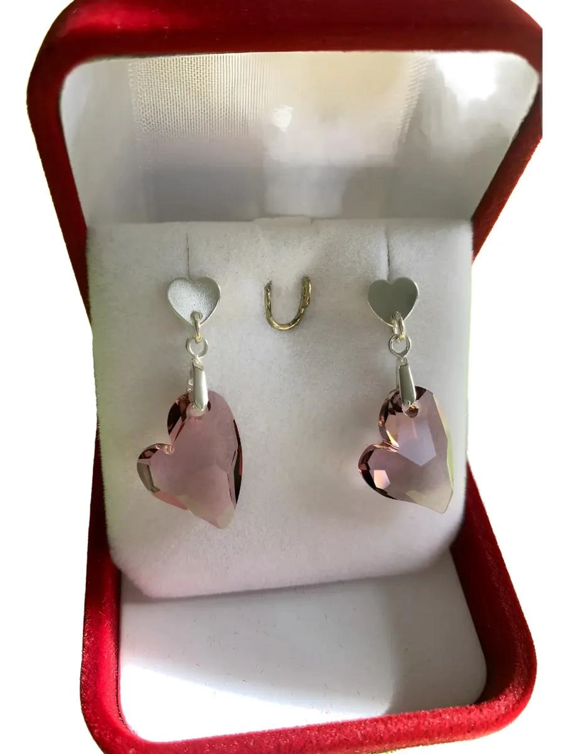 AROS DE PLATA 925 CON CRISTAL AUSTRIACO EN FORMA DE CORAZON - 7