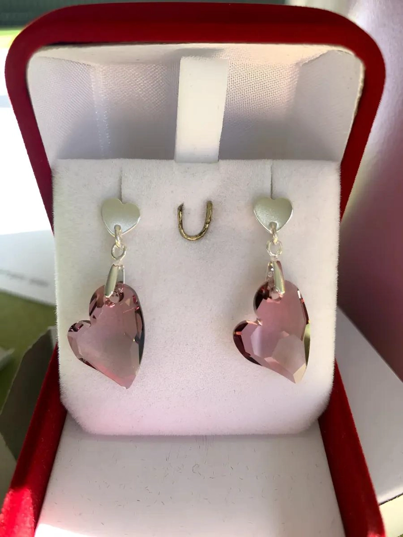 AROS DE PLATA 925 CON CRISTAL AUSTRIACO EN FORMA DE CORAZON - 8