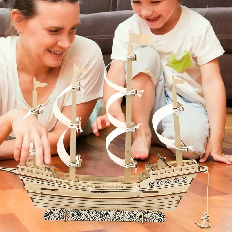ROMPECABEZAS 3D DE MADERA BARCO PARA NIÑOS Y ADULTOS - 6