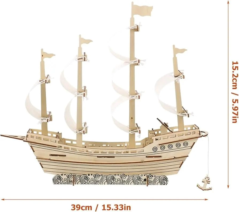 ROMPECABEZAS 3D DE MADERA BARCO PARA NIÑOS Y ADULTOS - 7