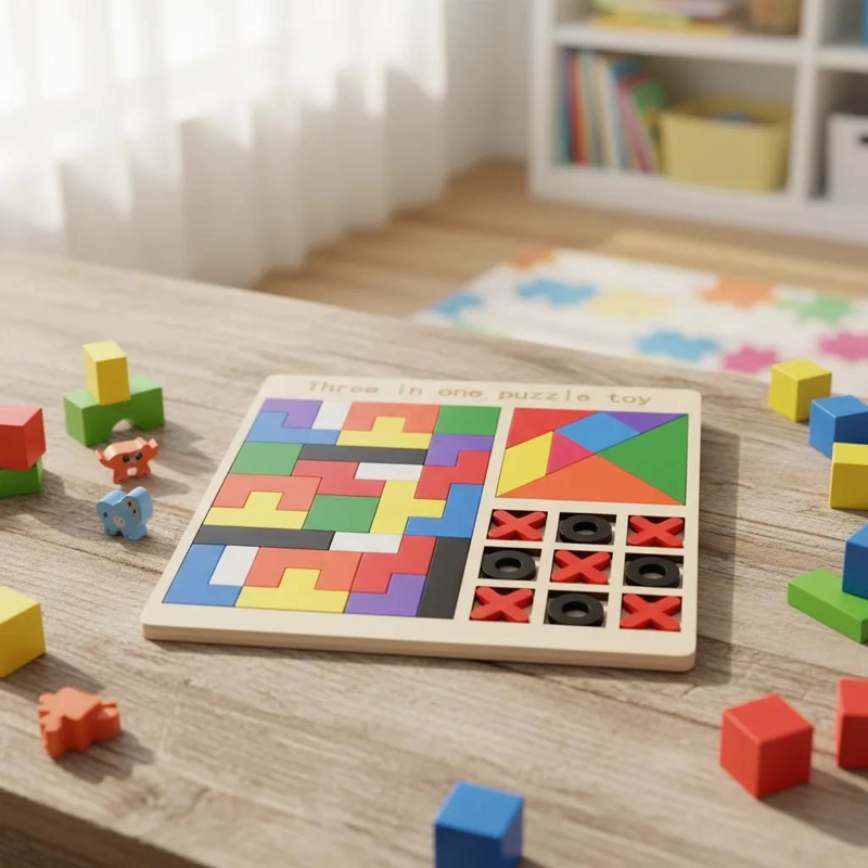 ROMPECABEZAS EDUCATIVO DE MADERA 3 EN 1 PARA NIÑOS - 6