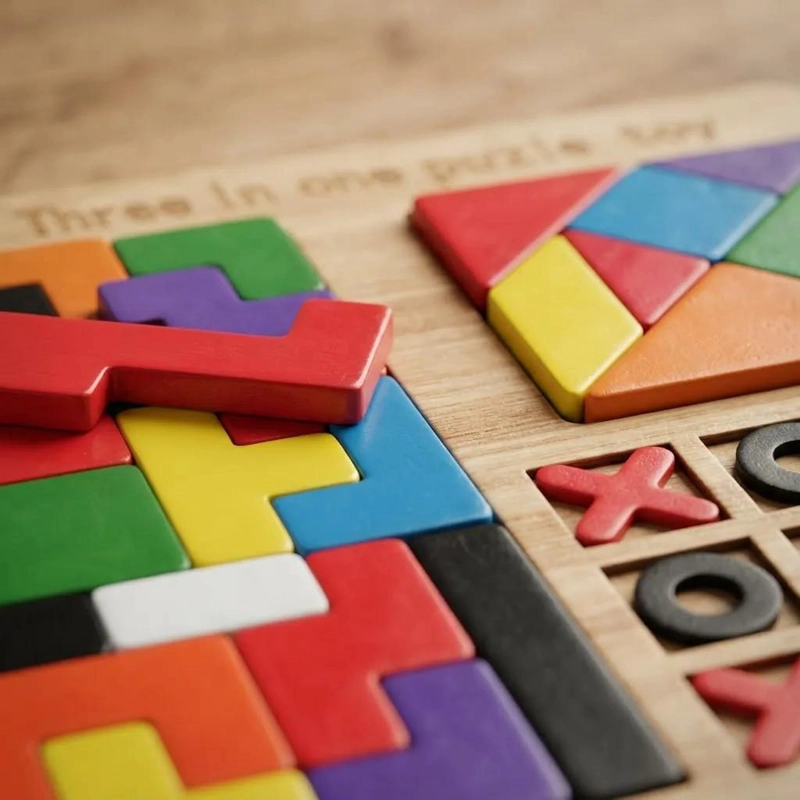 ROMPECABEZAS EDUCATIVO DE MADERA 3 EN 1 PARA NIÑOS - 8