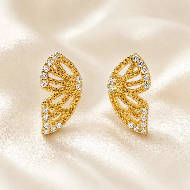 AROS DE PLATA 925 CON BAÑO DE ORO Y ZIRCONIAS BLANCAS - 1
