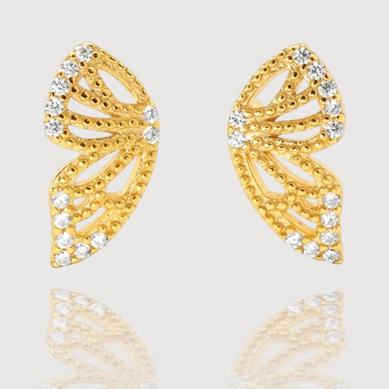 AROS DE PLATA 925 CON BAÑO DE ORO Y ZIRCONIAS BLANCAS - 3