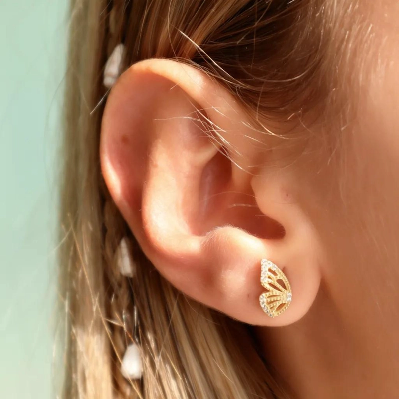 AROS DE PLATA 925 CON BAÑO DE ORO Y ZIRCONIAS BLANCAS - 4