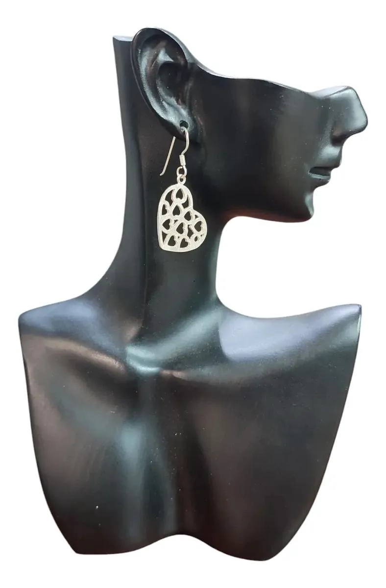 AROS DE CORAZON EN PLATA 925 CON CAJA DE REGALO - 2