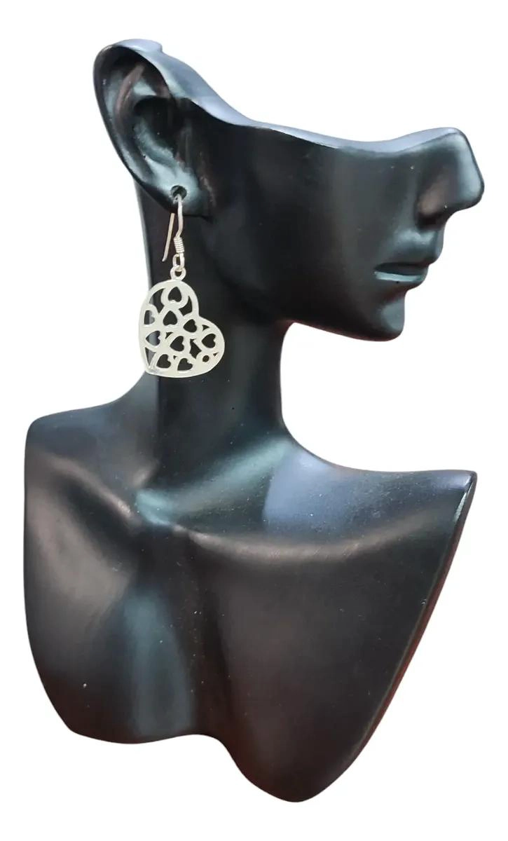 AROS DE CORAZON EN PLATA 925 CON CAJA DE REGALO - 3