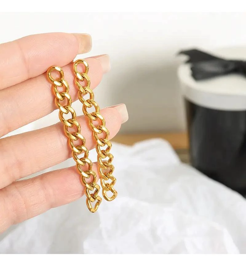 AROS LARGOS BAÑADOS EN ORO 18K CON CADENA GRUMET - 2