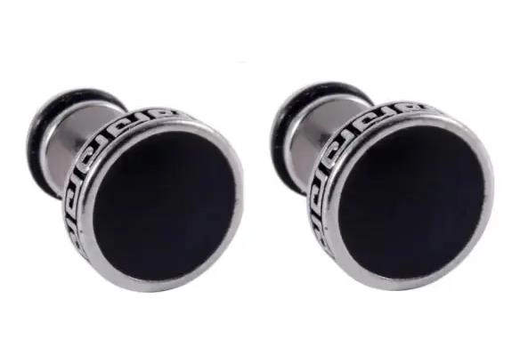 AROS CIRCULARES DE ACERO INOXIDABLE UNISEX EN NEGRO Y PLATA - 1