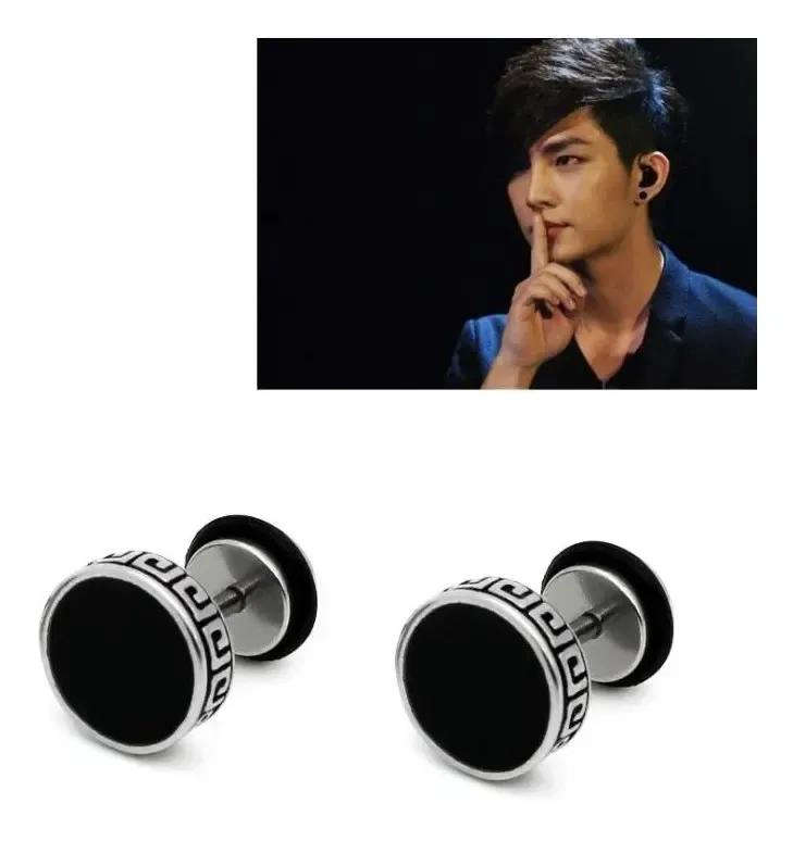 AROS CIRCULARES DE ACERO INOXIDABLE UNISEX EN NEGRO Y PLATA - 2