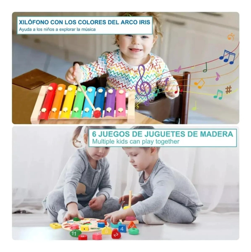 PACK DE 6 JUGUETES DIDACTICOS DE MADERA PARA NIÑOS - 7