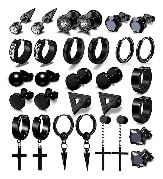 PENDIENTES PERFORADOS GEOME TRICOS PARA HOMBRE Y MUJER - 1