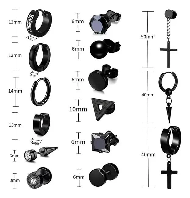 PENDIENTES PERFORADOS GEOME TRICOS PARA HOMBRE Y MUJER - 2