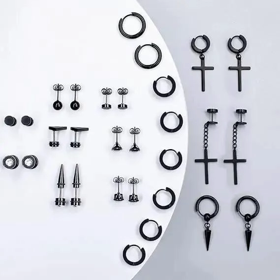 PENDIENTES PERFORADOS GEOME TRICOS PARA HOMBRE Y MUJER - 3