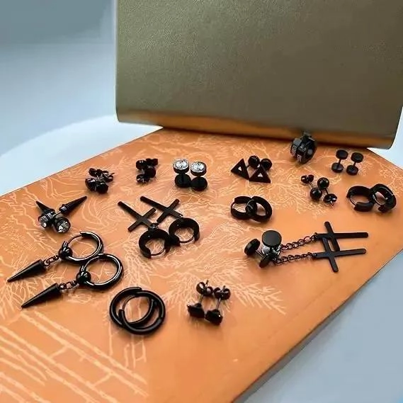 PENDIENTES PERFORADOS GEOME TRICOS PARA HOMBRE Y MUJER - 4