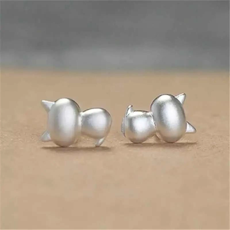 AROS DE PLATA ESTERLINA CON DISEÑO DE GATITO - 4