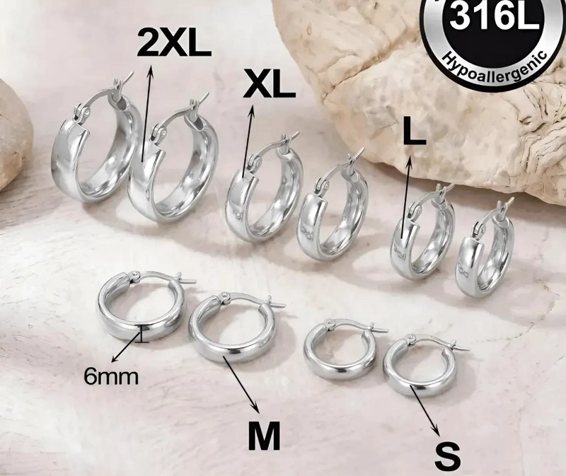 PENDIENTES DE ARO EN ACERO INOXIDABLE PARA USO DIARIO - 4