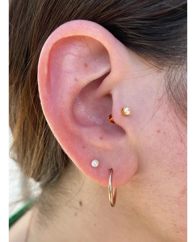 ARO PIERCING DE PLATA 925 PARA TRAGUS Y HELIX CON TOPE PLANO - 2