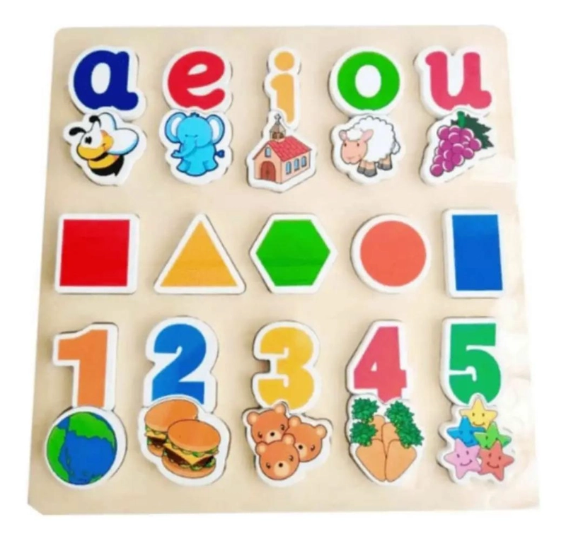 PUZZLE DE MADERA DIDACTICO PARA APRENDER VOCALES Y NUMEROS - 2