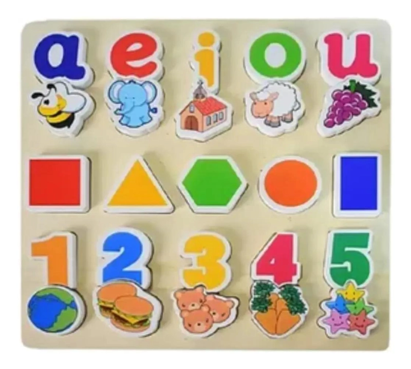 PUZZLE DE MADERA DIDACTICO PARA APRENDER VOCALES Y NUMEROS - 4