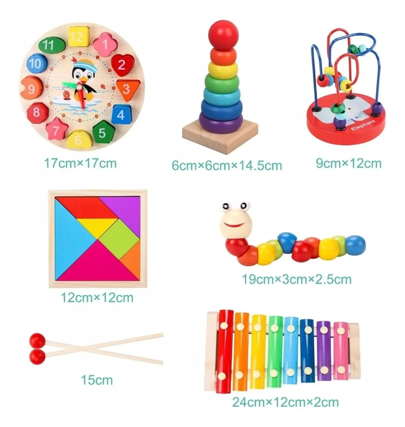 PACK DE 6 JUGUETES DIDACTICOS DE MADERA PARA APRENDIZAJE INFANTIL - 9
