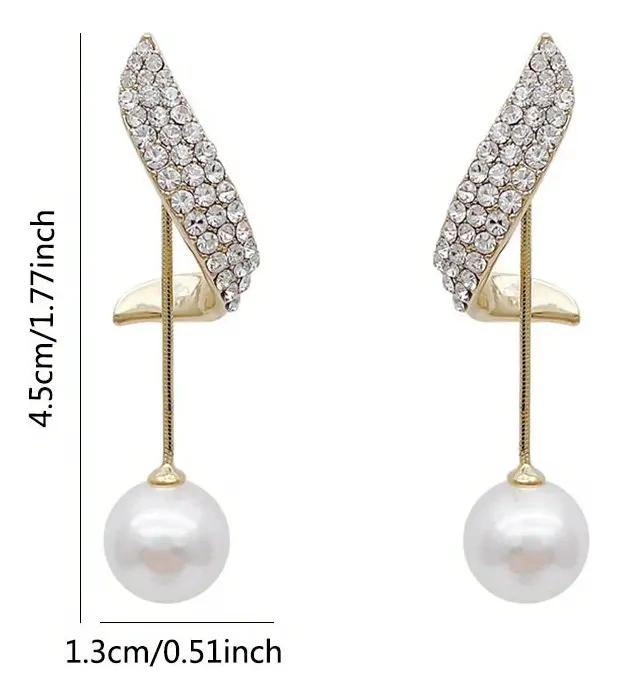 AROS COLGANTES LARGOS CON STRASS ELEGANTES PARA MUJER - 3