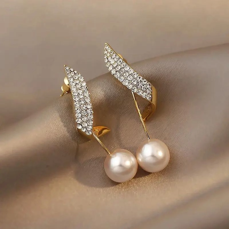 AROS COLGANTES LARGOS CON STRASS ELEGANTES PARA MUJER - 6