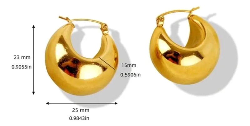 AROS MAXI ARGOLLAS DE ACERO BAÑO DE ORO 18K PARA MUJER - 6