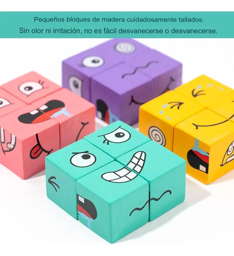 JUEGO DE PUZZLE DIDACTICO DE BLOQUES DE MADERA PARA EXPRESIONES - 1