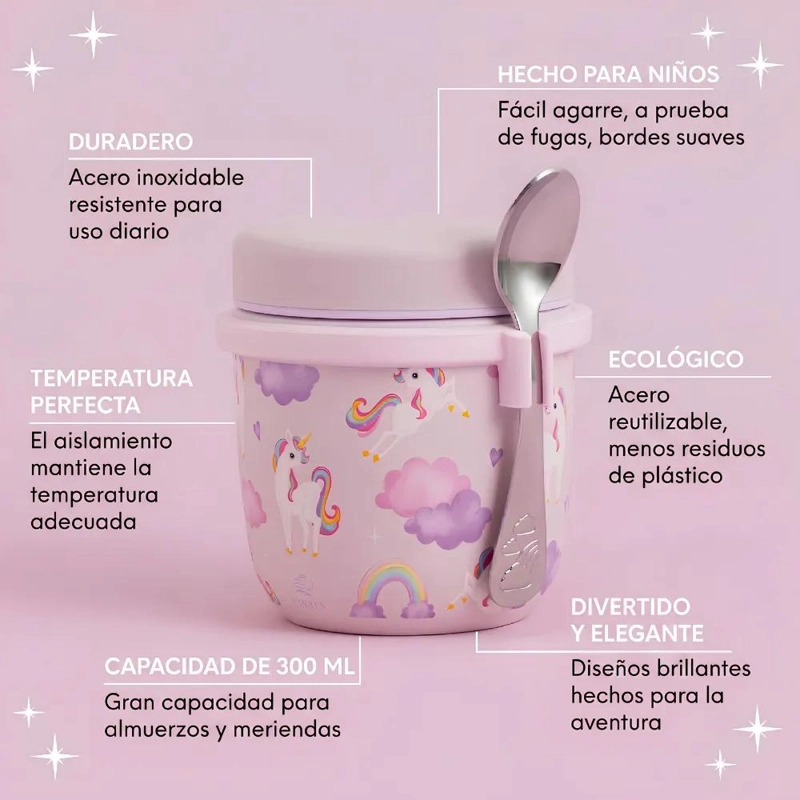 TERMO INFANTIL UNICORNIO 300ML CON CUCHARA DOBLE PARED - 5